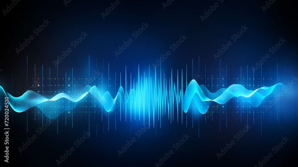 equalizer blue sound wave. voice recognition.  - obrazy, fototapety, plakaty 