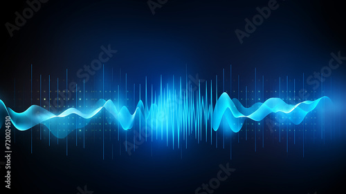 equalizer blue sound wave. voice recognition.  photo
