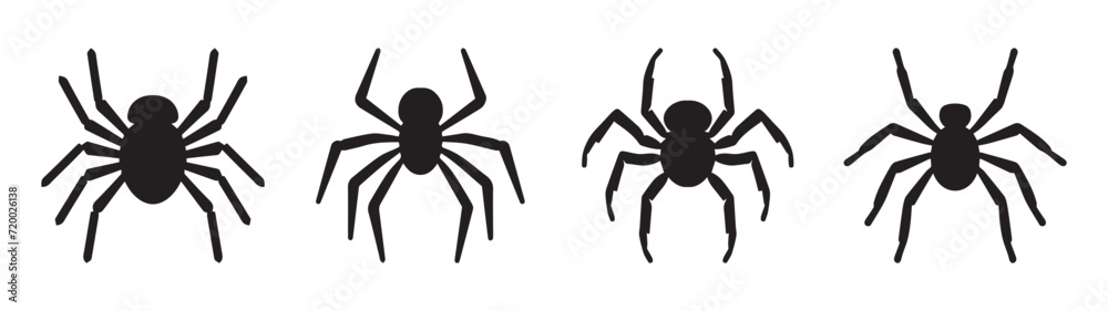 Set of black silhouette spiders. Vector illustration Set of black silhouette spiders. Vector illustration