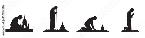 Spiritual silhouette of a praying man. Vector illustration
