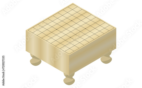 将棋盤　足付き　アイソメトリック　木目