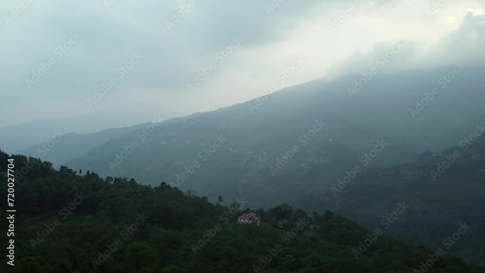 Aerial view of the cloudy day in gangtok city capital of Sikkim state, Northern India. Aerial view of the cloudy day in gangtok city capital of Sikkim state, Northern India.