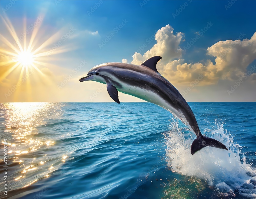Fototapeta premium 海でジャンプするイルカ