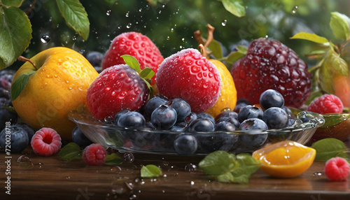 Fresh fruits assorted fruits background 