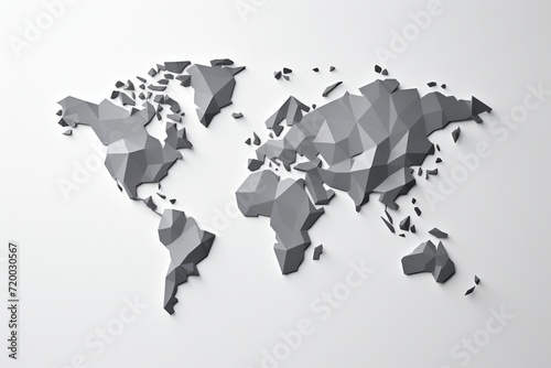 World Map with Grayscale Gradient  Creating a Contemporary and Minimalistic Design  on a White Background  Generative AI