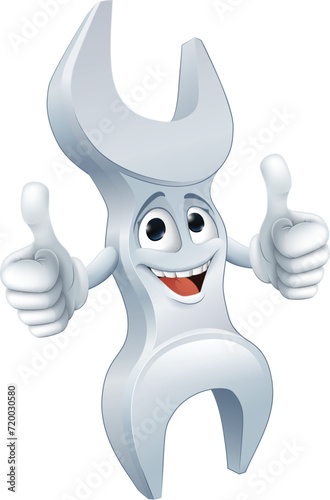A mechanic wrench or spanner handyman hand tool cartoon character mascot