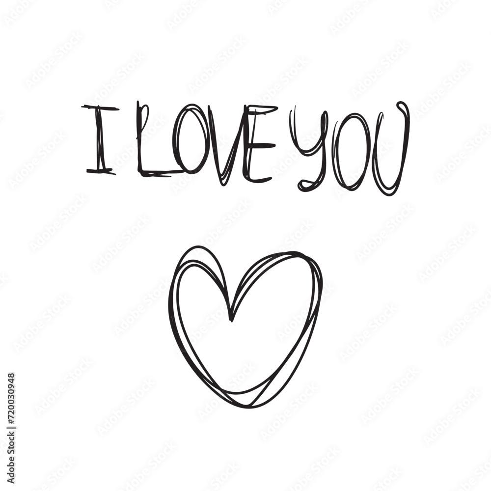 I love you hand written text with heart in tangled round line art style. Decoration for greeting post card, Saint Valentine's Day, wedding design, relations, romance. Cute vector sketch illustration. I love you hand written text with heart in tangled round line art style. Decoration for greeting post card, Saint Valentine's Day, wedding design, relations, romance. Cute vector sketch illustration.