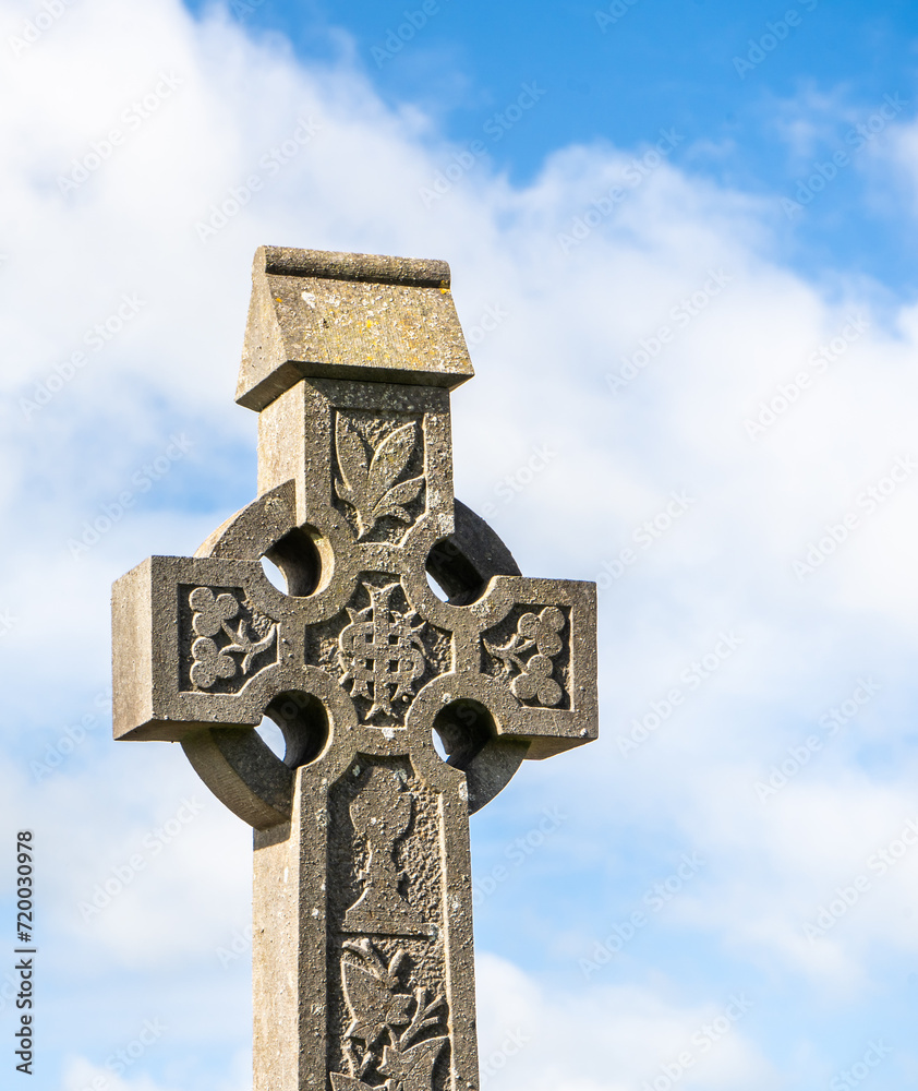 Irish Celtic cross with relief ornament Irish Celtic cross with relief ornament