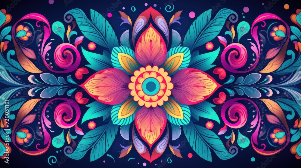 Light colorful flower leaf symmetrical blue background Light colorful flower leaf symmetrical blue background