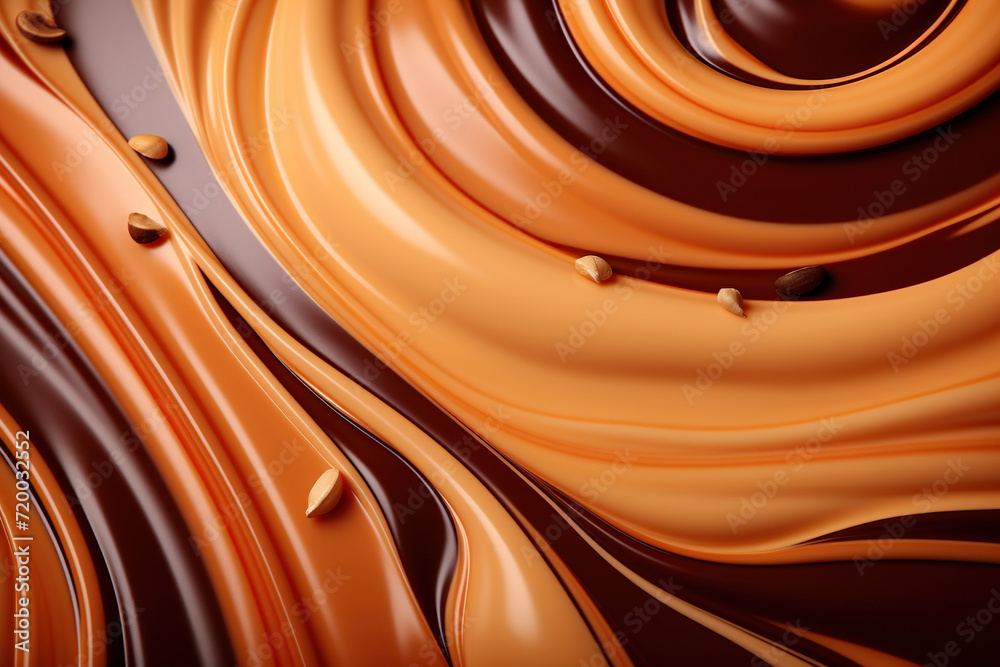 Obraz premium Background of mixed textures of chocolate and caramel. Generated by artificial intelligence