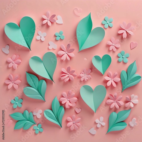 Heart paper romance design. valentine pastel colour decoration. pink concept card.AI generates illustrations. abstract design creative beautiful wallpaper. invitation wedding card. romantic decoration