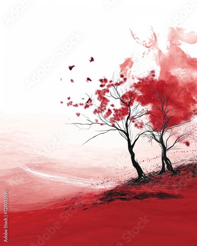 Vivid Red and White Abstract Nature-Inspired Vector Background for Artistic Design and Decoration