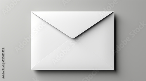 Blank closed white envelope isolated on white background, mockup. Top view. photo