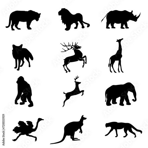 animals of set  silhouettes 