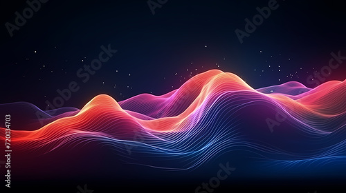 Futuristic technology background of digital glowing waves and network system
