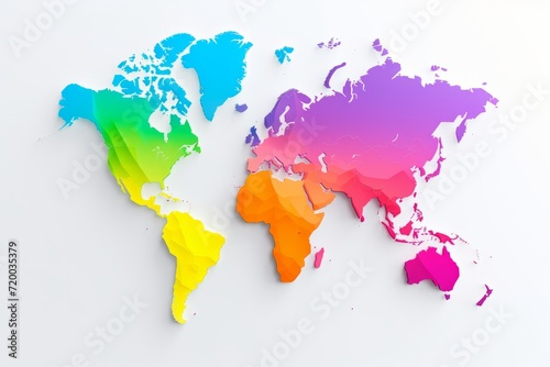 World Map with Vibrant Gradient  Symbolizing Climate Zones  Featured on an Isolated White Surface  Generative AI