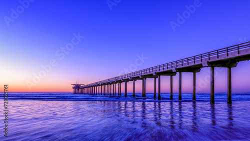 Panoramic view of UCSD Scripps Pier in La Jolla at Magic Hour  © hit1912