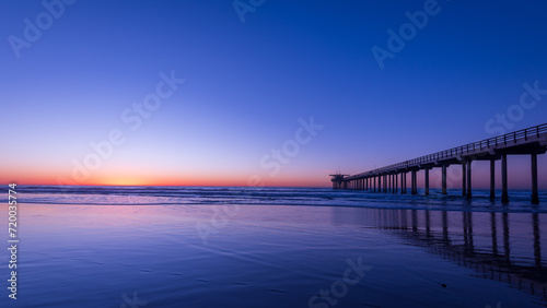 Panoramic view of UCSD Scripps Pier in La Jolla at Magic Hour  © hit1912