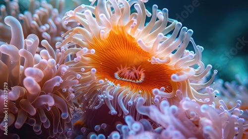 nemone actinia texture close up underwater reef sea coral background