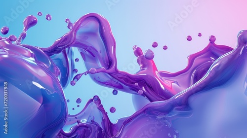 3d blue and purple gradient color floating liquid blob abstract background © fledermausstudio