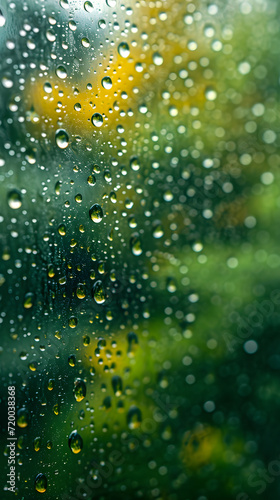 Raindrops on Window with Vibrant Nature Backdrop