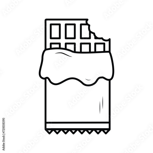 Chocolate Bar. Vector flat outline icon illustration isolated on white background. Editable stroke.