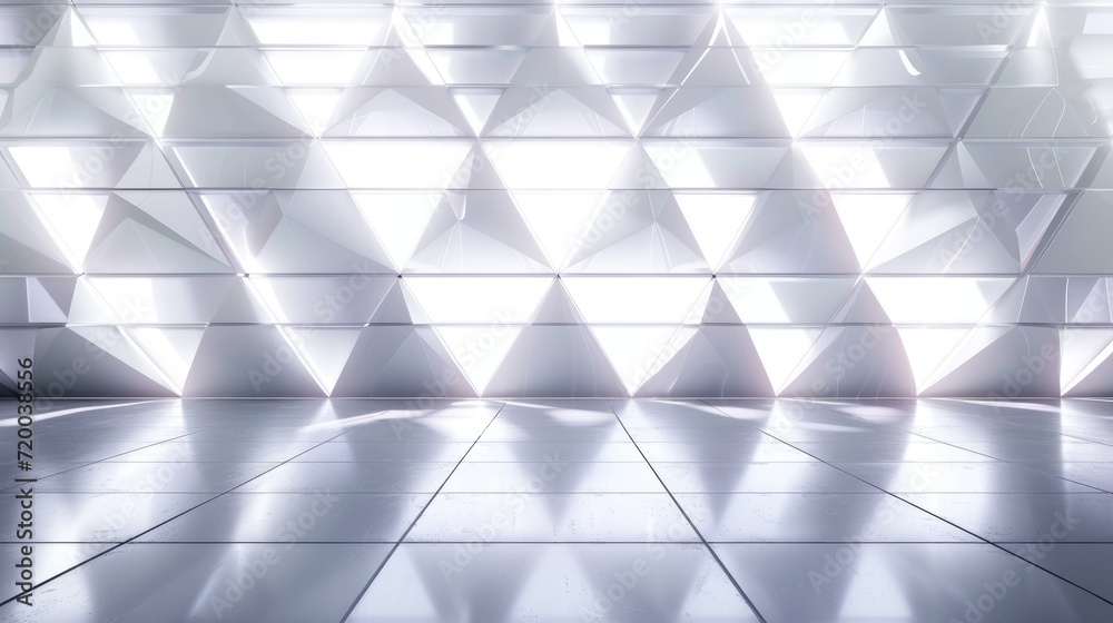 3D Elegant white futuristic light and reflection triangle wall background 3D Elegant white futuristic light and reflection triangle wall background