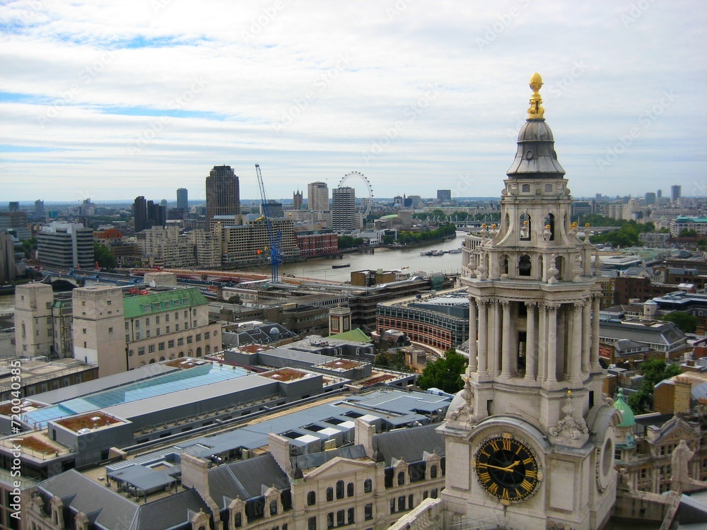 London cityscape view from top of St. Paul's Cathedral in summer in London, UK