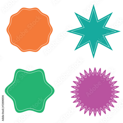 Starburst badge shape, burst wave star, price label sticker 2 8 9