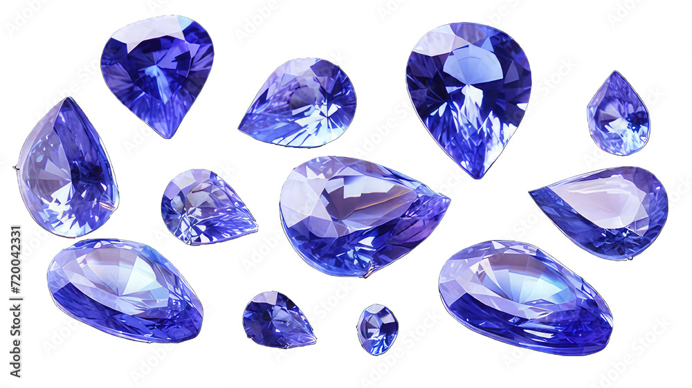 Fototapeta premium Tanzanians stones isolated on white background. Tanzanians stones on png transparent background
