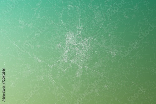 Map of the streets of Vilnius (Lithuania) made with white lines on yellowish green gradient background. Top view. 3d render, illustration photo