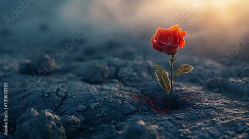 A flower rises from ashes defying and inspiring photo