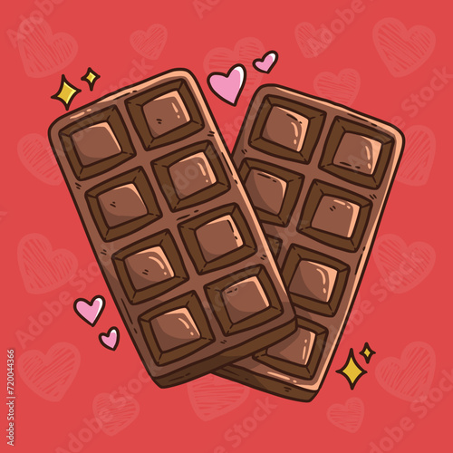 Cartoon vector illustration of double chocolate bar