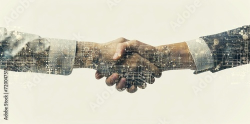People shaking hands and network Horizontal visual for advertisements. photo