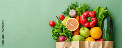 Shopping or delivery healthy food background