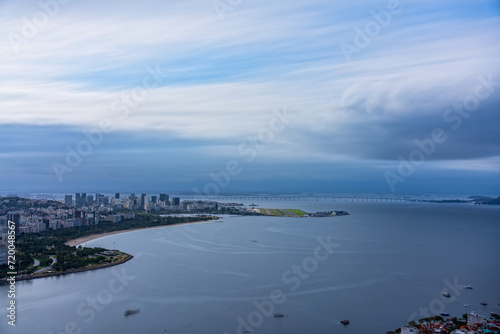 Long Exposure of Rio de Janeiro Bay with Cloudy Sky and Modern Skyscrapers