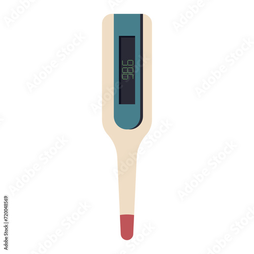 Digital thermometer vector cartoon illustration isolated on a white background.