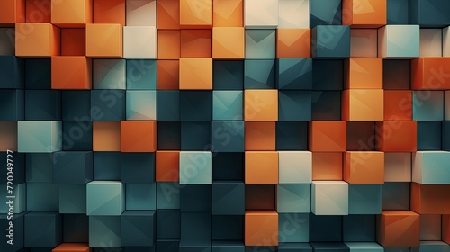 3d abstract background with squares. Decorated wall textured background.