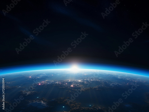 blue sunrise  view of earth from space 