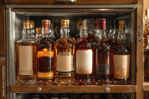 Assorted alcoholic drinks: whiskey, scotch, bourbon and much more. photo