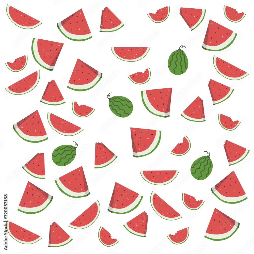 hand drawn seamless pattern with watermelon