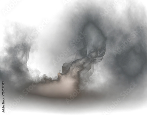 Realistic fog effect on transparent background, enhancing atmosphere and adding depth to your designs photo