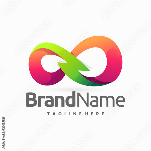 unlimited energy symbol with infinity with electrical sign combination logo
