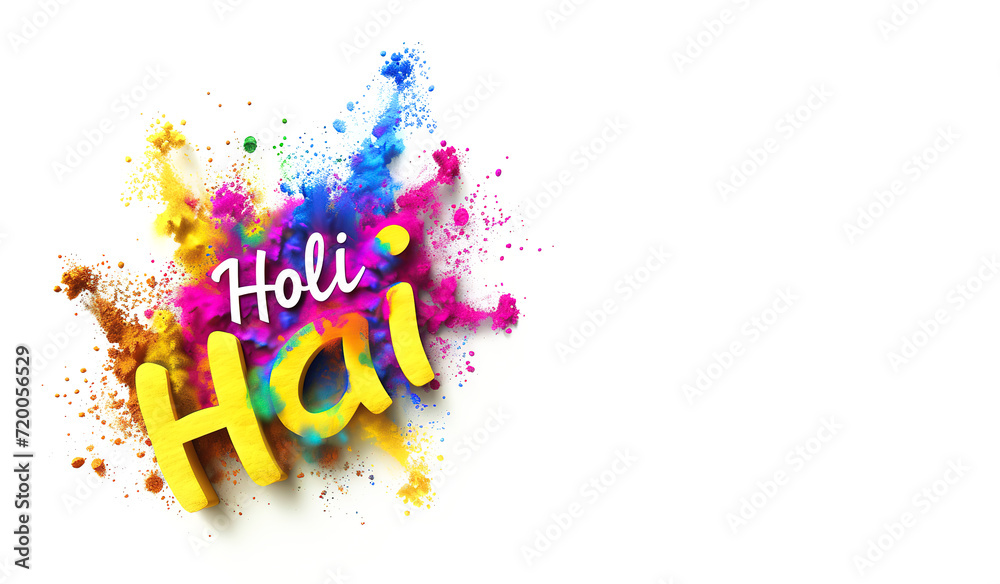 Holi Hai in multicolors on white background