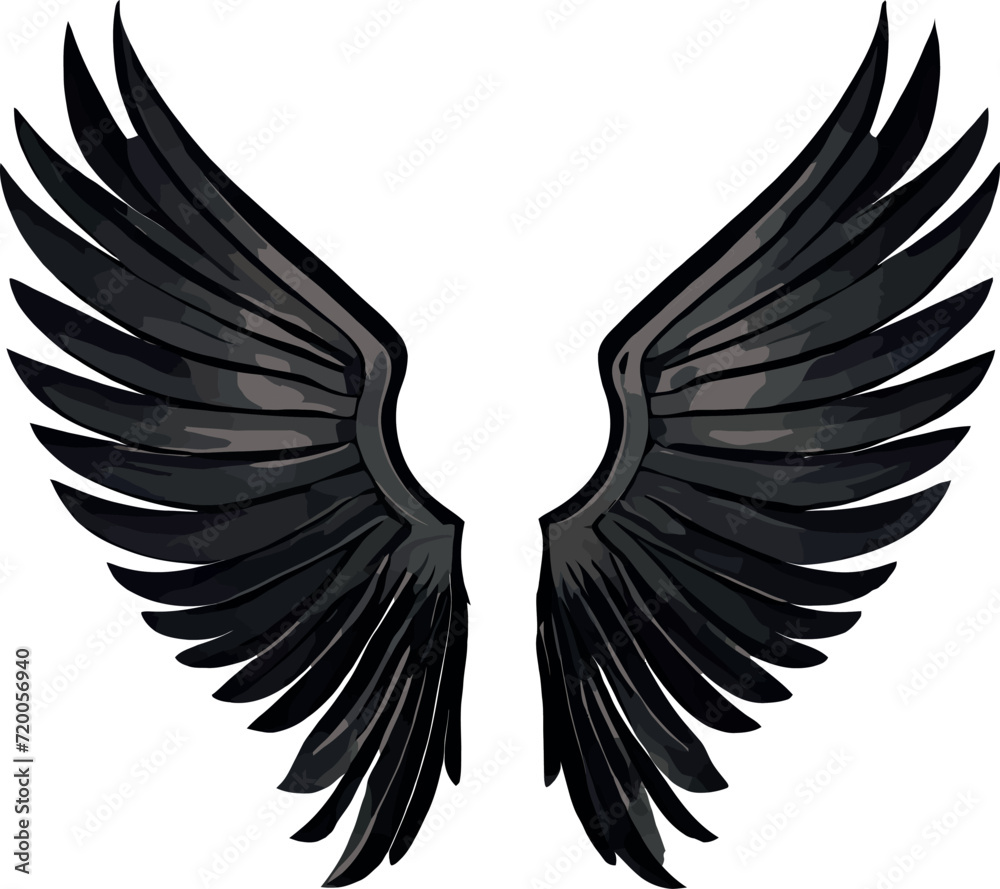 Obraz premium Black wings multicolor vector illustration isolated
