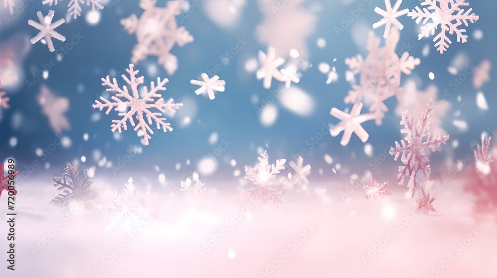 Snowflake background, snowflake border, winter holiday background, soft colors and dreamy atmosphere Snowflake background, snowflake border, winter holiday background, soft colors and dreamy atmosphere