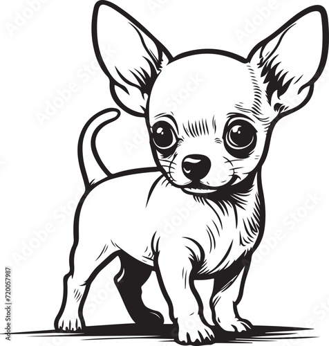 chihuahua dog pet vector stencil art line art illustration with transparent background