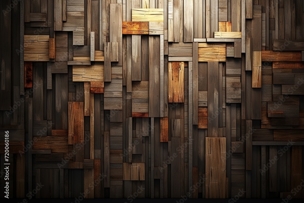 Wood panel wall, unique design with square cube elements. Beautiful wavy texture of the boards. Abstract background. Wood panel wall, unique design with square cube elements. Beautiful wavy texture of the boards. Abstract background.