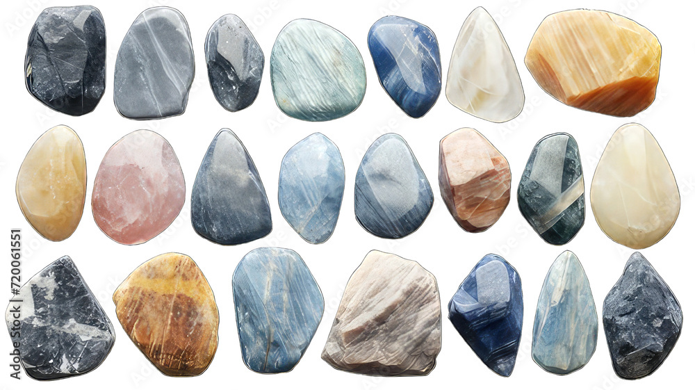 Multi color Stone set isolated white background. Transparent stone png background. Multi color Stone set isolated white background. Transparent stone png background.