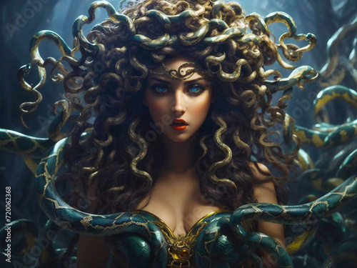 A Sensual Portrait of Medusa, Fantasy Style, Gorgon, AI Generative